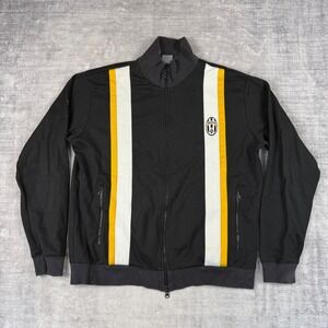 Juventus FC Jacket Mens XL Black Stripe Vtg Y2K Soccer Full Zip Track Football
